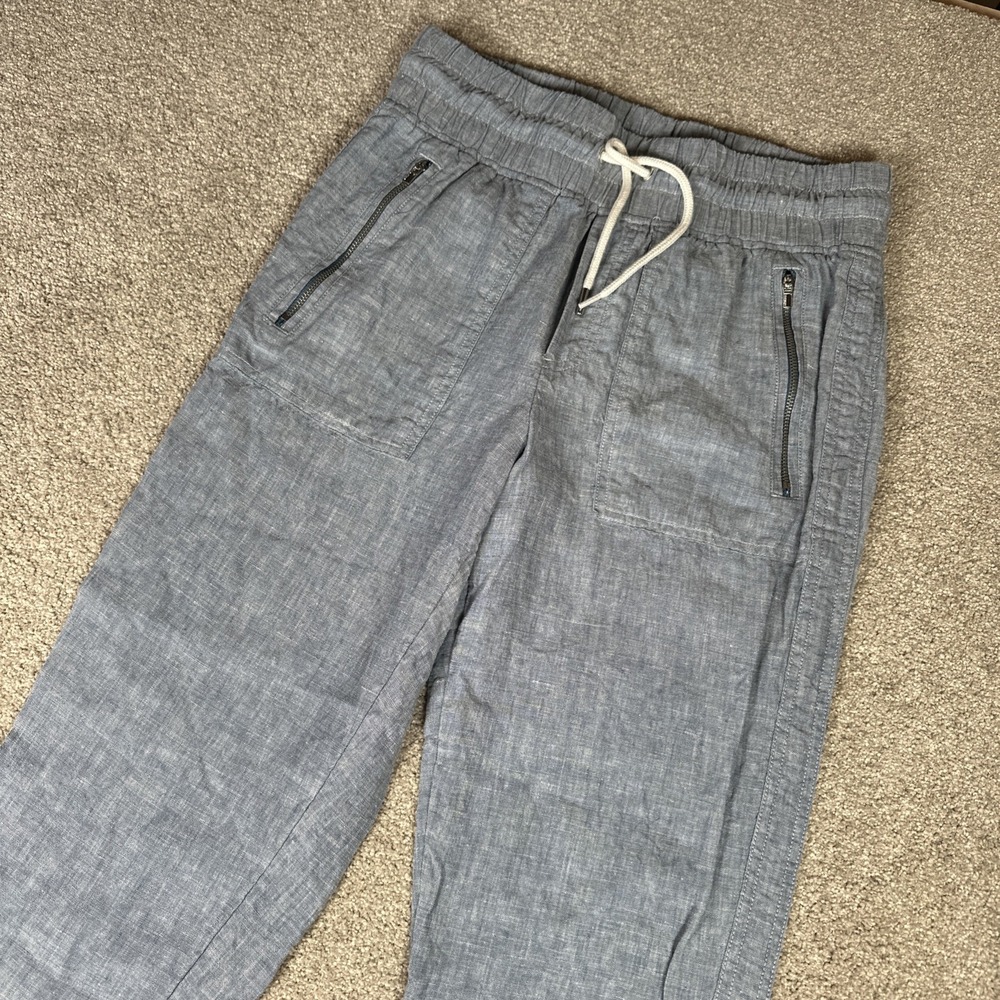 Athleta Cabo Linen Jogger Size 2 Blue Resort Vacation Beach Pants Chambray